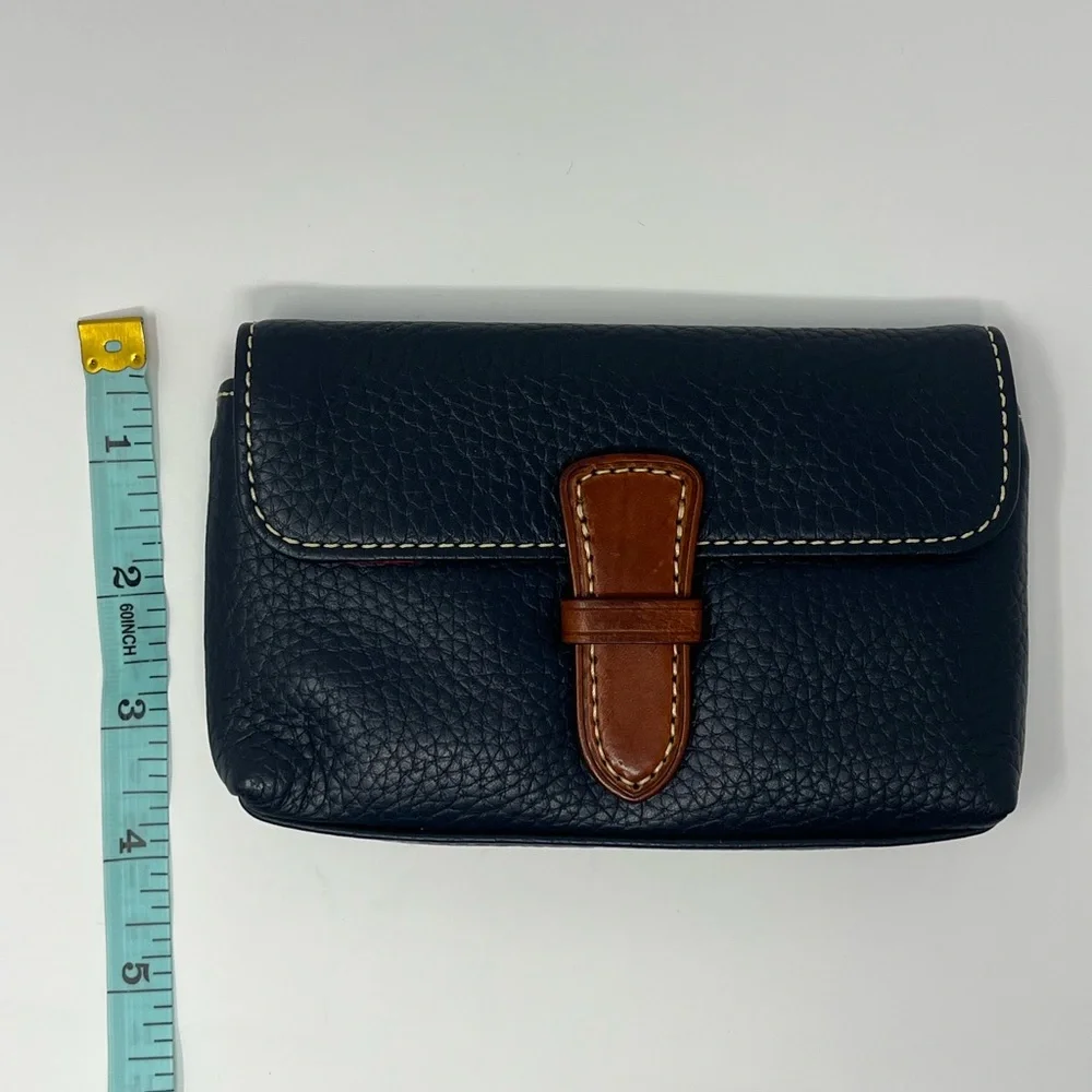 Navy Leather Clutch with Brown Accent - Picture 7 of 7